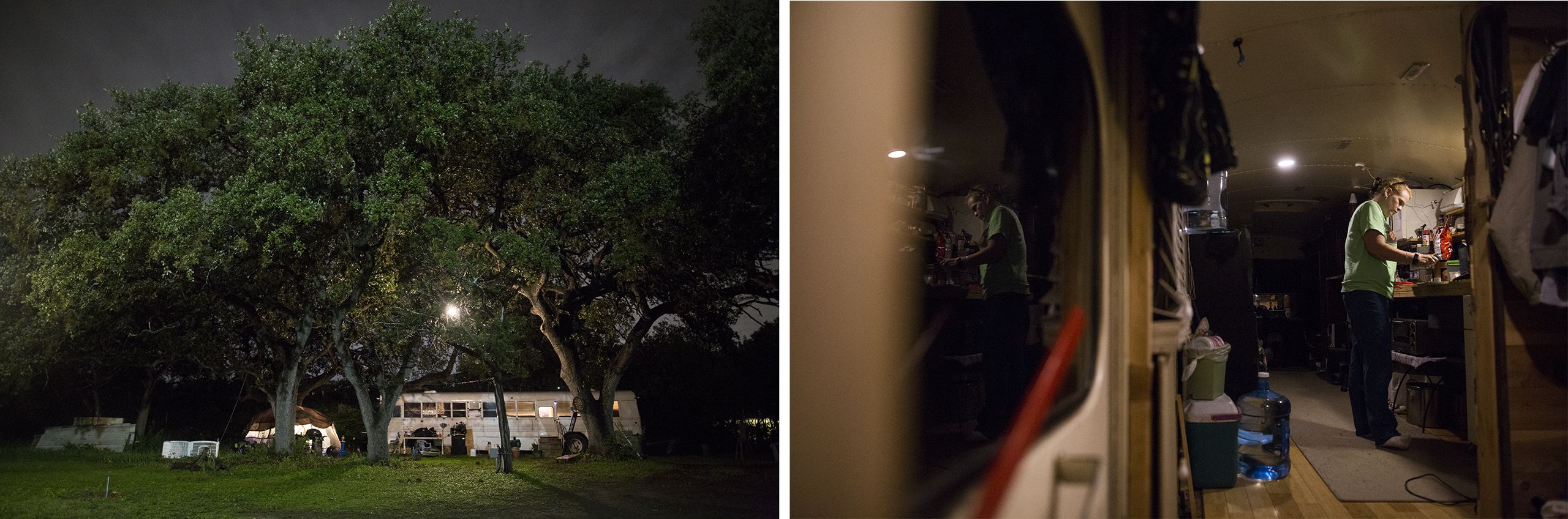 Woodward is currently staying in a converted school bus in North Austin.